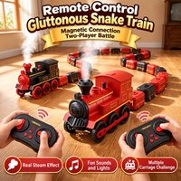 Jouet de train serpent télécommandé 2.4G RC, qui bouge, mange, aval, capture, avec jet de vapeur, lumières et son