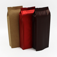 Sacs à café en grains à fond plat avec soufflet latéral, pochette refermable à fermeture éclair avec valve et lien de fermeture pour l'emballage du café et du thé