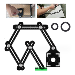 <span class=keywords><strong>Regla</strong></span> de medición de seis pliegues, herramienta de plantilla de 6 lados multiángulo negro, posicionador de apertura multiángulo de aleación de aluminio - Product Image 2