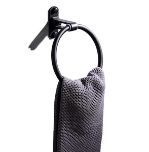 WEKIS Single <b>Pole</b> Bathroom Towel Rack with Free Perforated Ring Space Aluminum Metal Design - Product Image 6