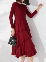 Tendances de la mode Miyake robe mi-longue plissée automne/hiver nouvelle couleur unie jupe longue à plusieurs niveaux gâteau couche conception robe mi-longue