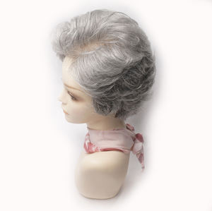 Perruque WIGTS élégante gris mélangé, cheveux humains noués à la main, 6 pouces, 50% de gris, 80% de gris, ultra-fine, extension naturelle - Product Image 1