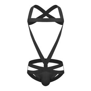 Body sexy de algodón con doble tanga y glúteos expuestos para hombre, disfraz de actuación escénica, ropa interior ajustada gay, rojo - Product Image 2