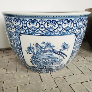 Jingdezhen Extra Large Bleu et Blanc Porcelaine Fish Tank Céramique <span class=keywords><strong>Jardinière</strong></span> Fish Basin Cour Lotus Water Lily Grand <span class=keywords><strong>Réservoir</strong></span> - Product Image 3