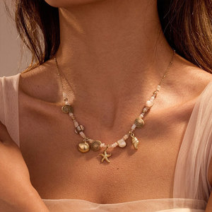 Collares de Moda Hawaiana de Verano, Joyería de Acero Inoxidable 316L, Collar de Conchas Marinas Chapado en Oro de 14k y 18k para Mujer - Product Image 2