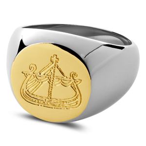 Duro de alta calidad-de usar acero inoxidable grabado Viking <span class=keywords><strong>Drakkar</strong></span> barco declaración anillo para hombres - Product Image 2
