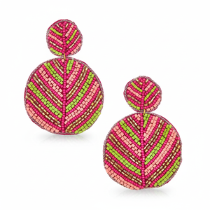 Boucles d'oreilles à franges perlées avec broderie de fil - Product Image 1