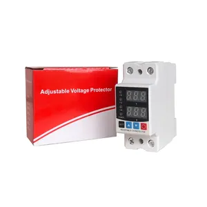 Intelligent adjustable V/A protector 40A 63A din rail over and under voltage protector