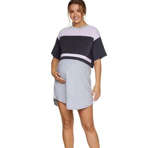 1 महिलाओं में 3 महिलाओं की गर्भावस्था के कपड़े कर्व्ड-ए-नर्सिंग एक्सेस के साथ रात में Pj Pajama पोशाक - Product Image 1