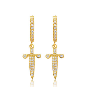 Pendientes de Espada BES Estilo <span class=keywords><strong>Rock</strong></span> N Roll, Diseño de Hoja Afilada, Microincrustaciones de Circonita Cúbica, Joyería Punk Rebelde Hip Hop para Hombre y Mujer, de Fábrica - Product Image 2