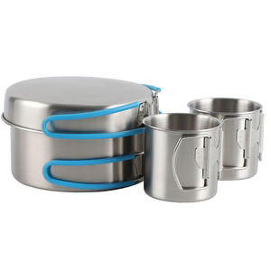 Juego de Utensilios de Cocina de Acero Inoxidable 304 <span class=keywords><strong>para</strong></span> <span class=keywords><strong>2</strong></span> Personas, Juego de Ollas de Cocina Portátiles de 8 Piezas <span class=keywords><strong>para</strong></span> Acampar, Senderismo y Supervivencia al Aire Libre - Product Image 2