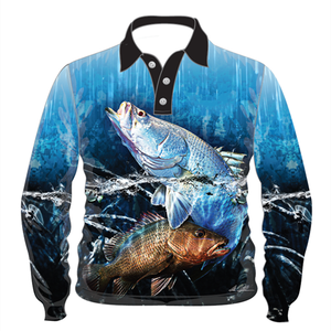 Fournisseurs de polos de pêche personnalisés respirants à séchage rapide, sublimation, <span class=keywords><strong>anti</strong></span>-<span class=keywords><strong>UV</strong></span>, manches longues, jersey de pêche - Product Image 3