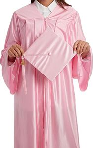 Ensemble de toque et robe de graduation rose brillante avec pompon et breloque Année 2026 pour la cérémonie de remise des diplômes du collège, du lycée et de l'université - Product Image 6