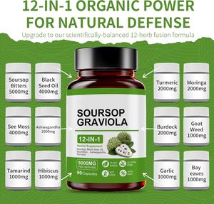 Kapsul BIOCHEALTH Graviola Soursop dengan minyak biji hitam, Lumut laut, Ashwagandha, kunyit & Moringa | Dukungan imun & Kesehatan Gut - Product Image 3