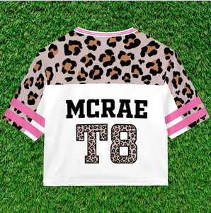 Tate Mcrae T8 Croptop Jersey Manga corta Concierto Fútbol Top Miss Possessive Shirt en estampado de leopardo - Product Image 3