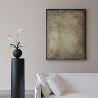Impression sur toile rectangulaire abstraite rustique moderne, peinture à l'huile peinte à la main, décoration murale encadrée pour salon