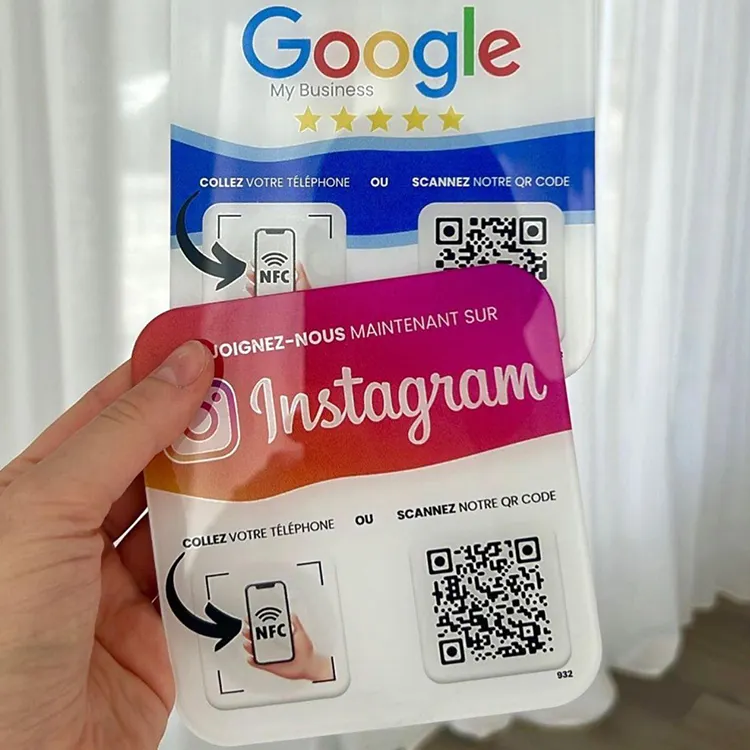 Pelat NFC kartu NFC tinjauan Google akrilik untuk meja