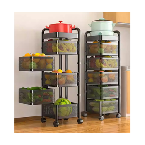 OEM/ODM Étagère de rangement rotative en métal à 5 niveaux de qualité supérieure pour légumes et fruits, facile à assembler EDPRMS000 - Product Image 1