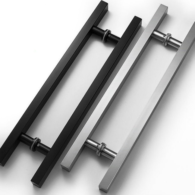Luxury Modern Style Door Handle Stainless Steel 304 Matte Black Silver Door Inline Rectangular Pull Handle