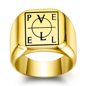 Personalized Letter Laser Engraved Square Stainless Steel <b>Ring</b> <b>For</b> <b>Men</b> 18mm Gift Jewelry - Product Image 3