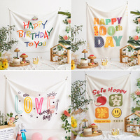 Tenture murale motif joyeux anniversaire mignon décoration de fête à la maison tapisserie