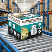 Juego de Ollas de Acero Inoxidable 410 de 5 Piezas, Ollas para Sopa y Vapor de Diferentes Tamaños con Tapas, para Cocina Doméstica, Venta al Por Mayor