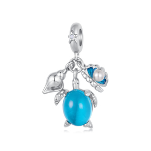 Colgante de Tortuga Plateado con Concha de Resina Azul y Perla de Imitación, Joyería de Aleación, Regalo Unisex con Forma de Animal - Product Image 1
