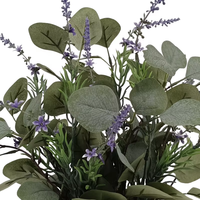 Tanaman buatan Pot perak imitasi dolar eukaliptus daun hijau Lavender dalam Pot keramik untuk rumah kantor rak meja Shower