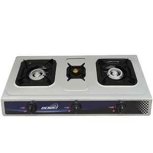 Cuisinière à gaz en acier inoxydable à trois brûleurs, facile à utiliser, avec support <span class=keywords><strong>de</strong></span> casserole à quatre coins, pour comptoir, économe en énergie, vente en gros - Product Image 1