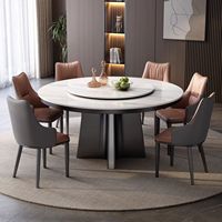 Ensemble de table et chaises de salle à manger rondes en marbre de luxe moderne, 4, 6 ou 8 places, pour cuisine, salle à manger, salon, design de mobilier complet en métal