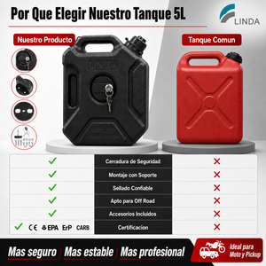Linda Réservoir de Carburant Portable <span class=keywords><strong>5L</strong></span> avec Serrure pour Moto Tout-Terrain <span class=keywords><strong>Bidon</strong></span> d'Essence Auxiliaire avec Accessoires de Montage - Product Image 4