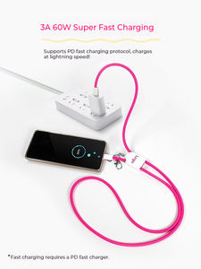 สายชาร์จอเ<span class=keywords><strong>น</strong></span>กประสงค์ 4-in-1 <span class=keywords><strong>ชาร์จ</strong></span>เร็ว 3A 60W แบบถัก สาย <span class=keywords><strong>Type</strong></span>-<span class=keywords><strong>C</strong></span> รองรับทุกการเชื่อมต่อ พร้อมปลอกหุ้ม PVC พกพาสะดวก ใช้เป็<span class=keywords><strong>น</strong></span>พวงกุญแจได้ - Product Image 4