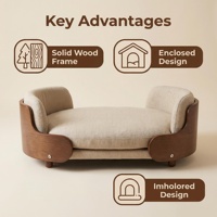 Canapé-lit pour chat amovible et lavable, design en bois, pour petits chiens et chats, coussin en coton respirant, amovible, pour usage intérieur