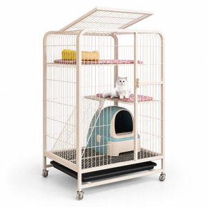Villa de luxe multi-niveaux pour chats et lapins - <span class=keywords><strong>Cage</strong></span> intérieure solide en forme de triangle avec options multicolores - Product Image 5