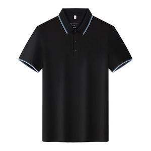 Custom Polo Shirt Black Solid Color Polyester Short Sleeve Work Uniform Daily Wear - Product Image 1