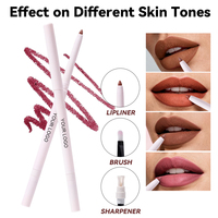 Crayon Lisse Longue Durée Lip Liner avec Brosse Intégrée et Taille-Crayon Vente en Gros Logo Personnalisé Marque Privée Lip Liner