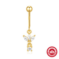 Getta S925 Argent Sterling Tendance Pierre Naturelle Fil Vertical Piercing Hélix Supérieur Plaqué Or