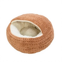 Lit chat gaufre semi ferme chaud nid animal antidrapant lavable machine respirant durable interieur chats automne hiver