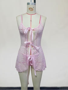 Erotisches Damen-Set mit Rock und String, 2-teilig, Sexy Dessous, Babydoll, Sexy Netzstoff, Rosa Spitze, Durchsichtige Sexy Damen-Lingerie-Kleider - Product Image 6