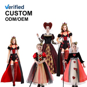Completi da Donna, <span class=keywords><strong>Abbigliamento</strong></span> da Festa, Costume di Halloween per Bambini Regina Rossa con Cuore, Costume da Corte della Regina Rossa COS per Famiglia - Product Image 1