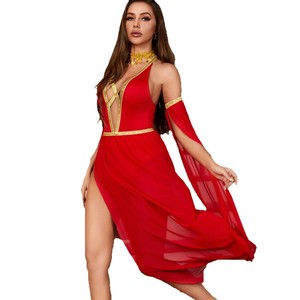 Nuevo Vestido de Poliéster con Malla y Escote Profundo en <span class=keywords><strong>V</strong></span> para Mujer, Disfraz de <span class=keywords><strong>Cleopatra</strong></span> Medieval Histórica para Halloween, Uniforme de Reina Tentadora - Product Image 5