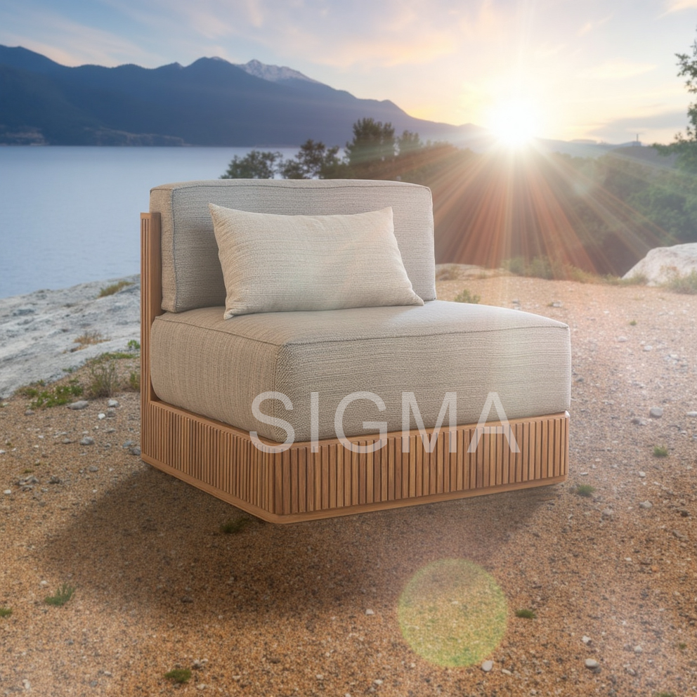 Modern Luxury Teak Solid Outdoor Dining Furniture Weather-Resistant Wooden Sofa Set New Design for Villas Hotels Parks