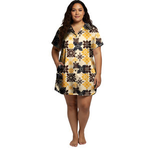 Abiti Casual Personalizzati su Richiesta <span class=keywords><strong>con</strong></span> Stampa Polinesiana Tribale a Maniche Corte Camicie da Spiaggia Hawaiane per Donna - Product Image 3