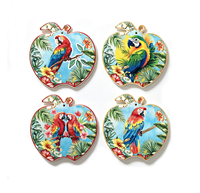 Sous-plat en céramique personnalisé en forme de macaw imprimé, motif floral tropical d'hibiscus, résistant à la chaleur pour cuisine et table