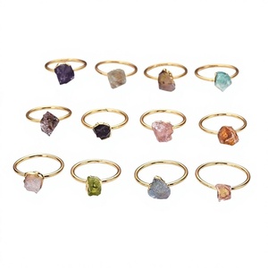 Anillos Minimalistas de Piedras Naturales con Baño de Oro y Engaste de Bisel, Unisex, para Uso Diario - Product Image 1