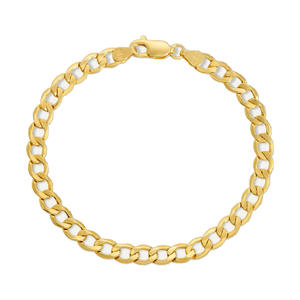 צמיד קובני מזהב צהוב מלא 9K/10K/<span class=keywords><strong>14K</strong></span>/18K עם סוגר לובסטר - תכשיט זהב אמיתי - Product Image 1