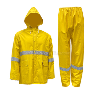 Veste et pantalon en polyester <span class=keywords><strong>PVC</strong></span> imperméable pour combinaison de pluie personnalisable pour adultes logo OEM pour les travaux en extérieur