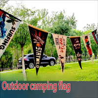Drapeaux triangulaires en feutre à motifs, bannières en feutre, sangles et cordes anti-vent pour la décoration de camping en extérieur