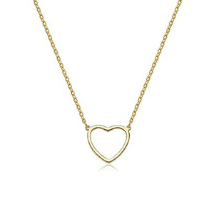 Collana con Ciondolo a Cuore Placcata in Oro Giallo, Catena a Maglia Quadrata, Stile Minimalista Unisex per Uso Quotidiano - Product Image 1