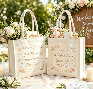 Sac cadeau de mariage en toile écologique personnalisé, sac de faveur de mariage personnalisé, sac à main réutilisable pour les cadeaux des invités de mariage - Product Image 2